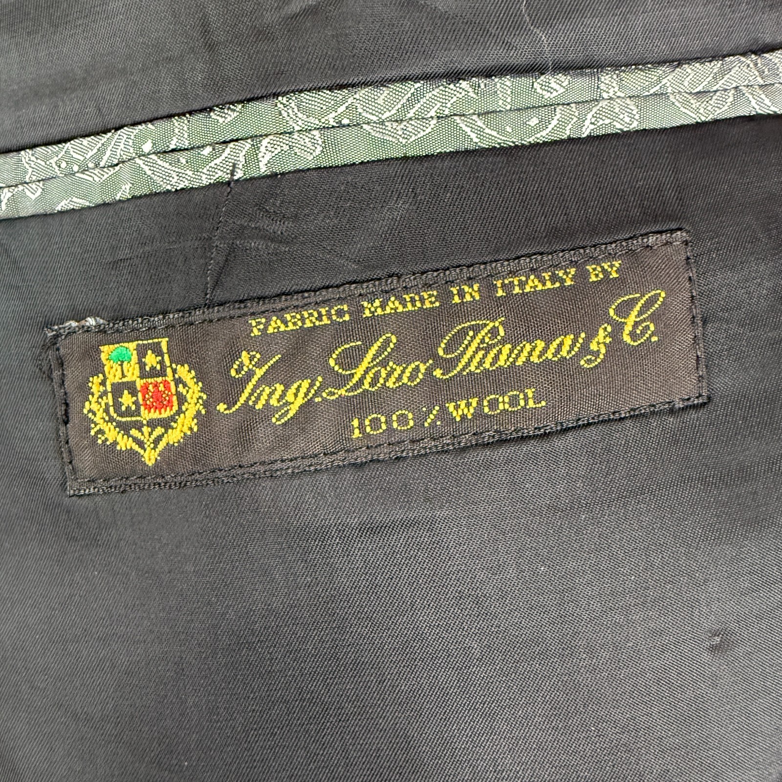 Joseph Abboud Suit Mens 46R Black 2 Button Loro Piana Wool Pants 40×27 Flat