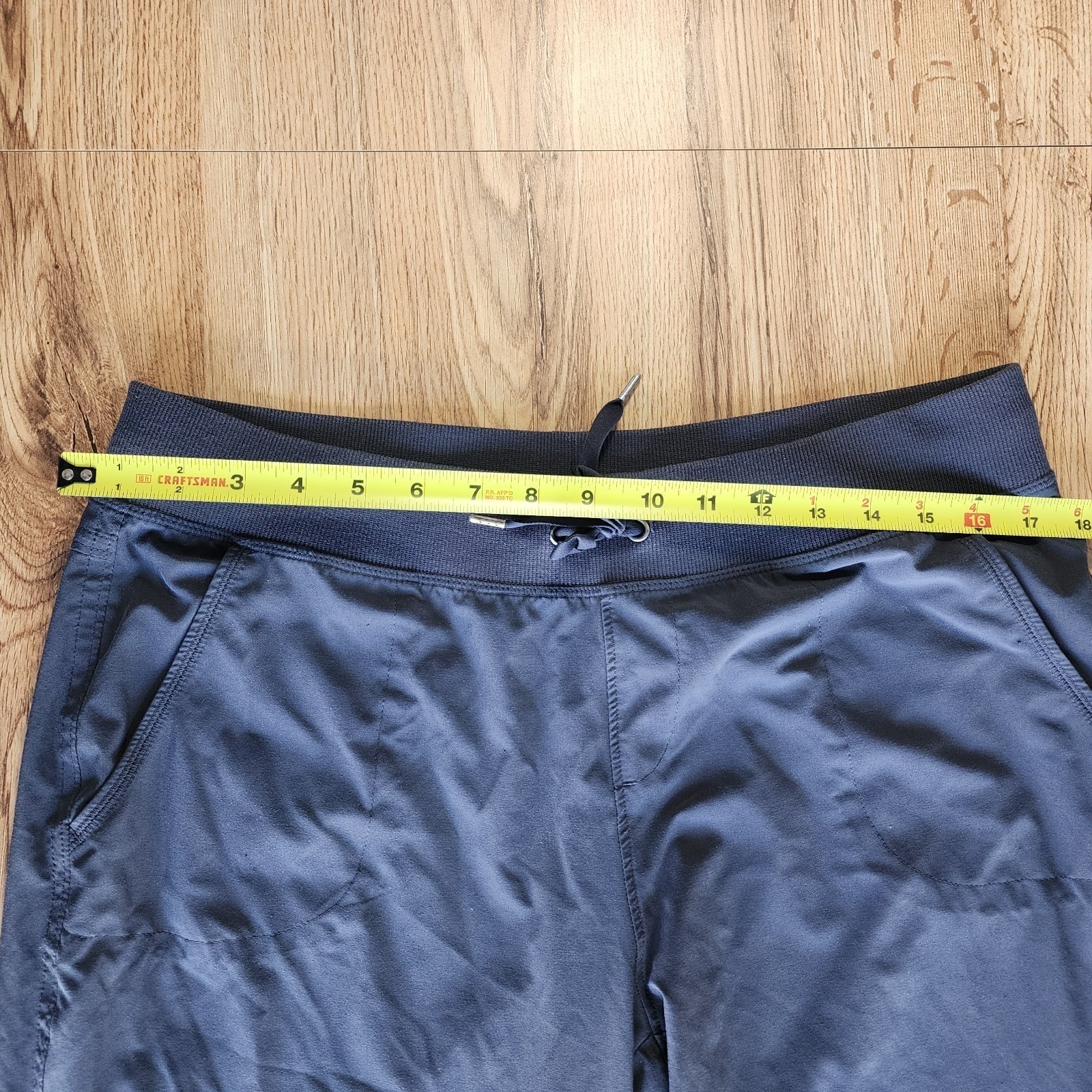 Athletic Drawstring Jogger Pants Navy Gray Ribbed Cuff Lounge Sweatpants Mens L