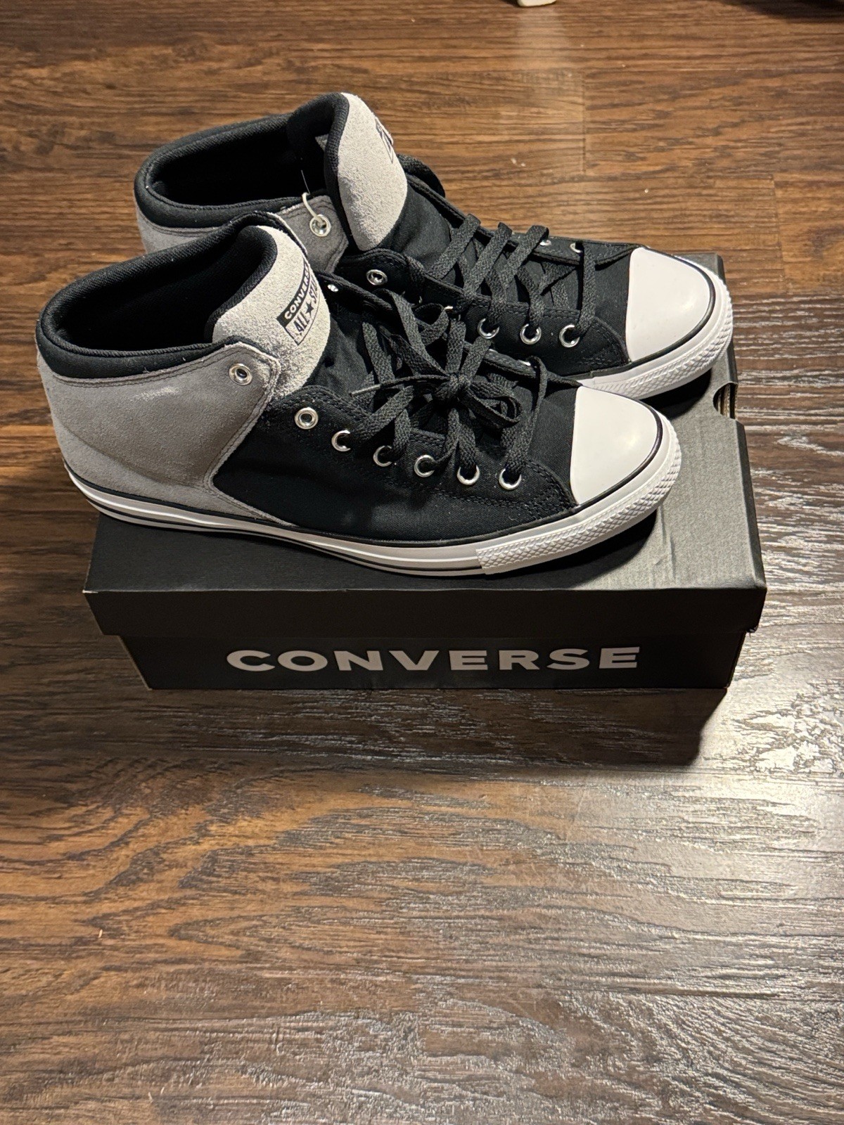 Converse All Star Men’s Athletic Sneakers Black Gray Mid Top A16470C Breathable