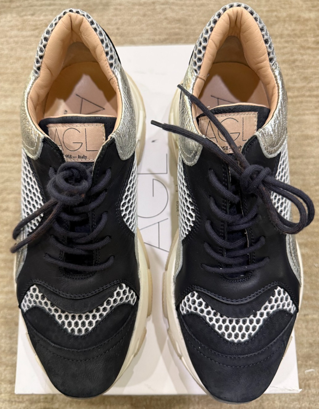 AGL Sneakers Navy-Bian-Blue-Silver W Sz 37.5
