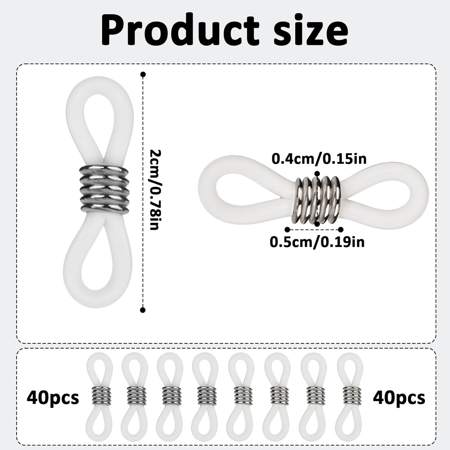 80Pcs Adjustable Rubber Eyeglass Chain Ends Anti Slip Strap Holder Connectors
