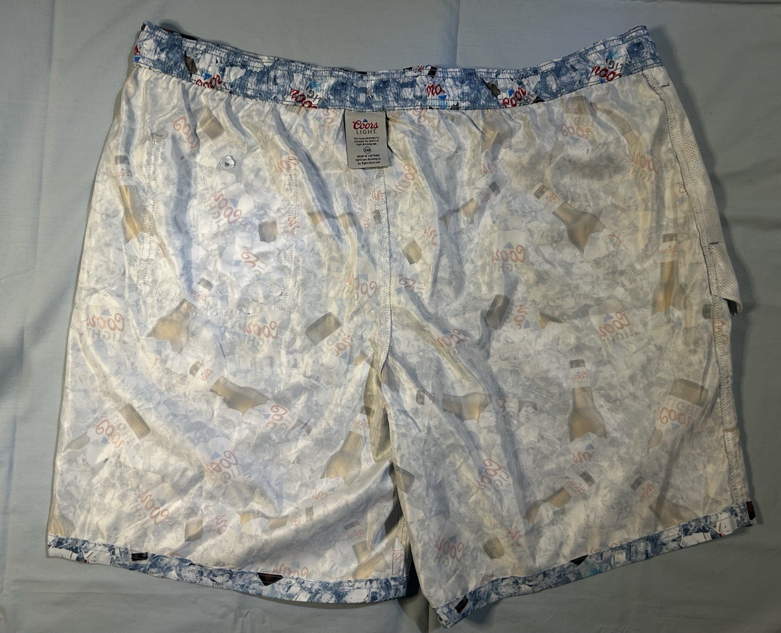Coors Light Men’s Swim Shorts Trunks 2XB Big & Tall Blue Beer Bottle No lining