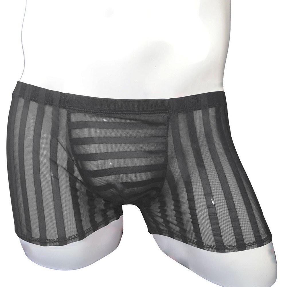 Men’s Athletic Mesh Boxer Shorts Low Waist Solid Underwear 95% Nylon 5% Spandex