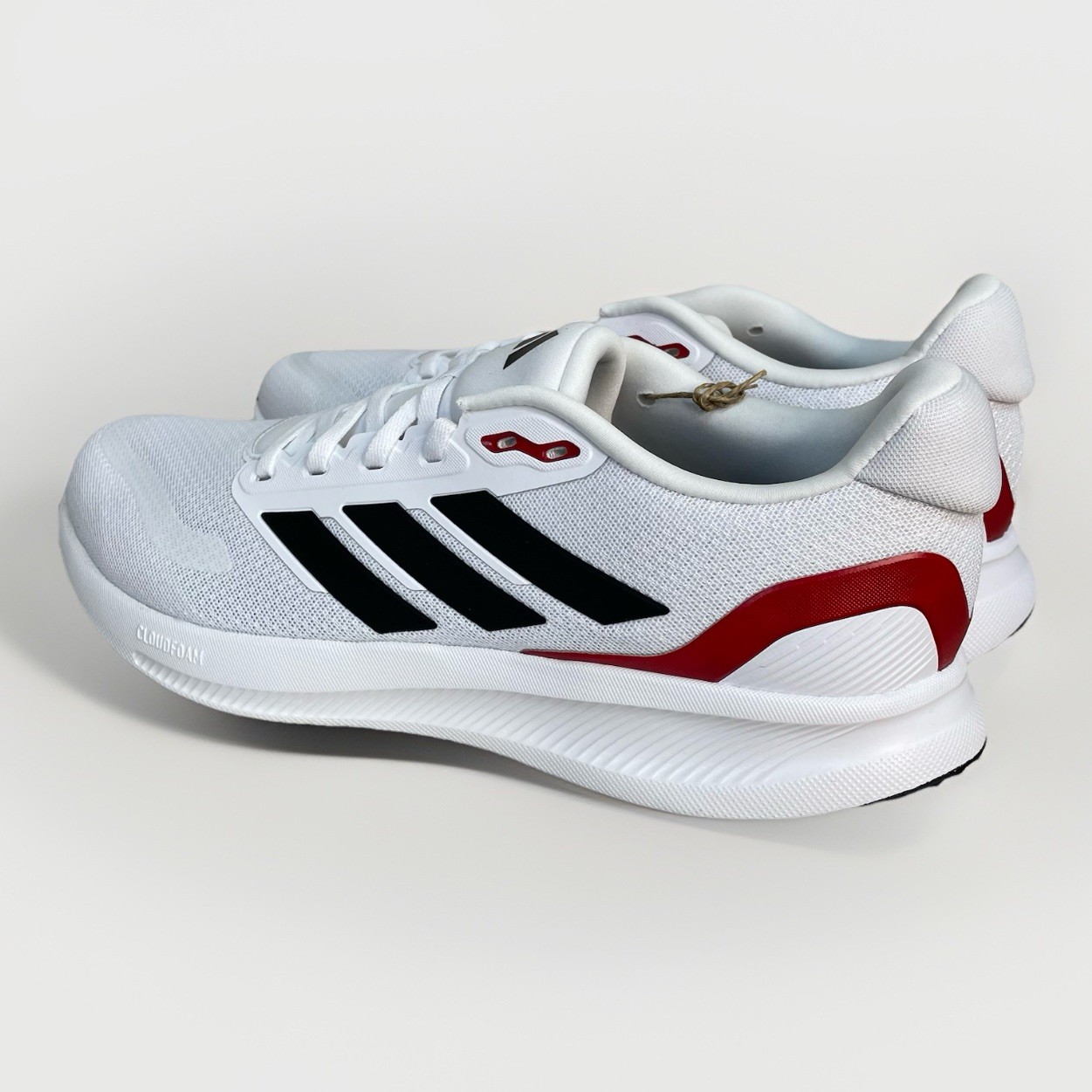 Adidas Runfalcon 5 Men’s Sz 8 White Black Red Scarlet Jog Walk Shoes IE8818 New
