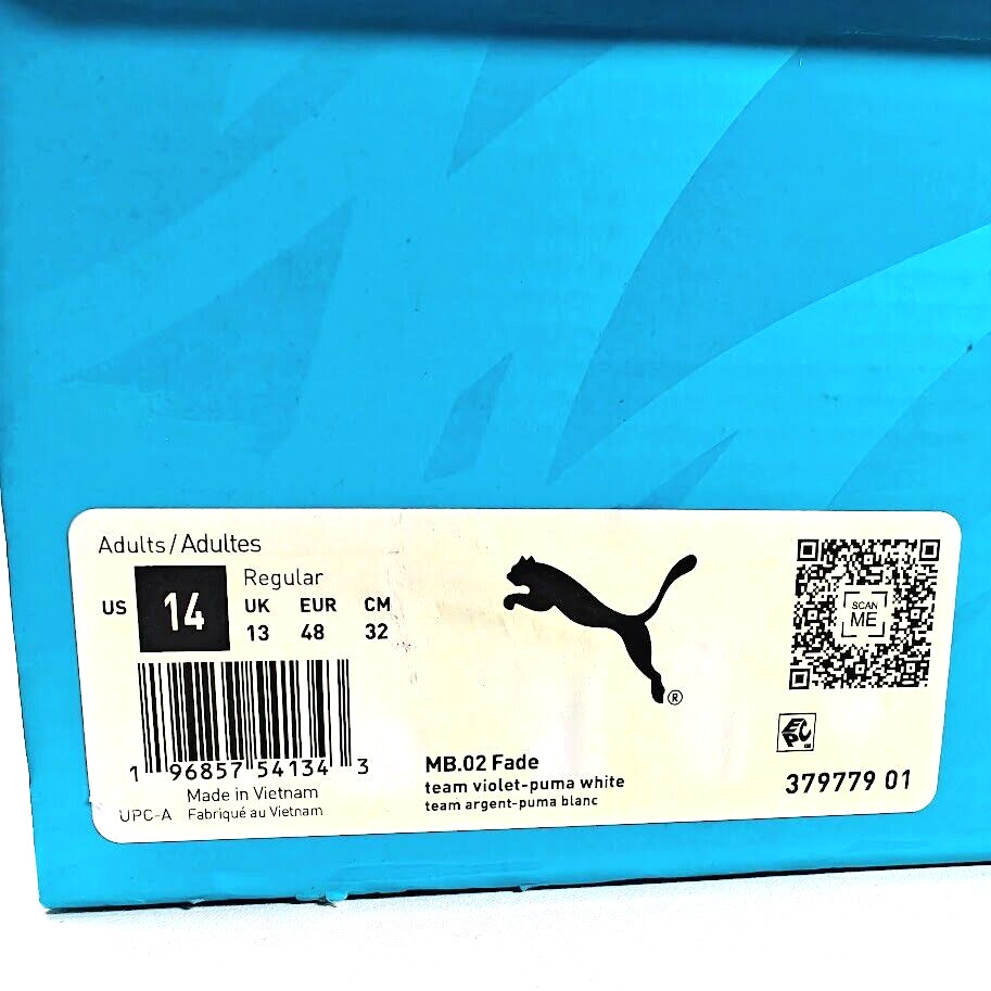 Puma MB.02 US 14 Men’s Purple Blue White Basketball LaMelo Ball 379779 01 New