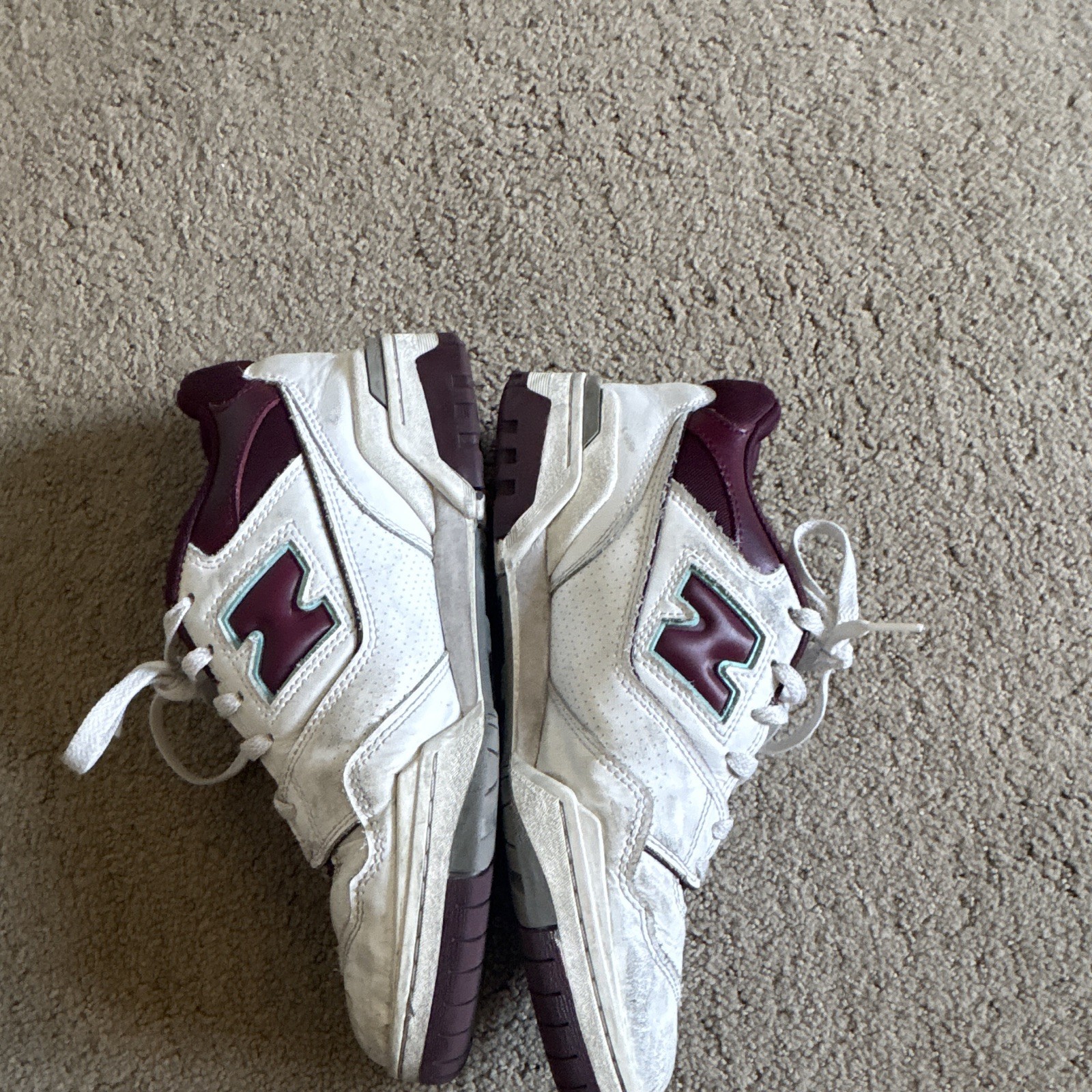 New Balance 550 BB550WBG White/Burgundy/Turquoise Leather Low Top Mens Sneakers