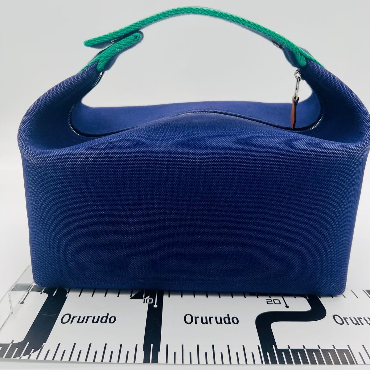 [Mint] HERMES Brides à Black GM Pouch Handbag Navy Green Coated – From JAPAN
