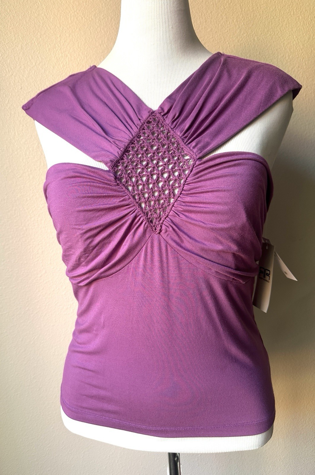 Robert Rodriguez Crochet Cut Out Top / Size large/Color Amethyst/ Size L/Stretch