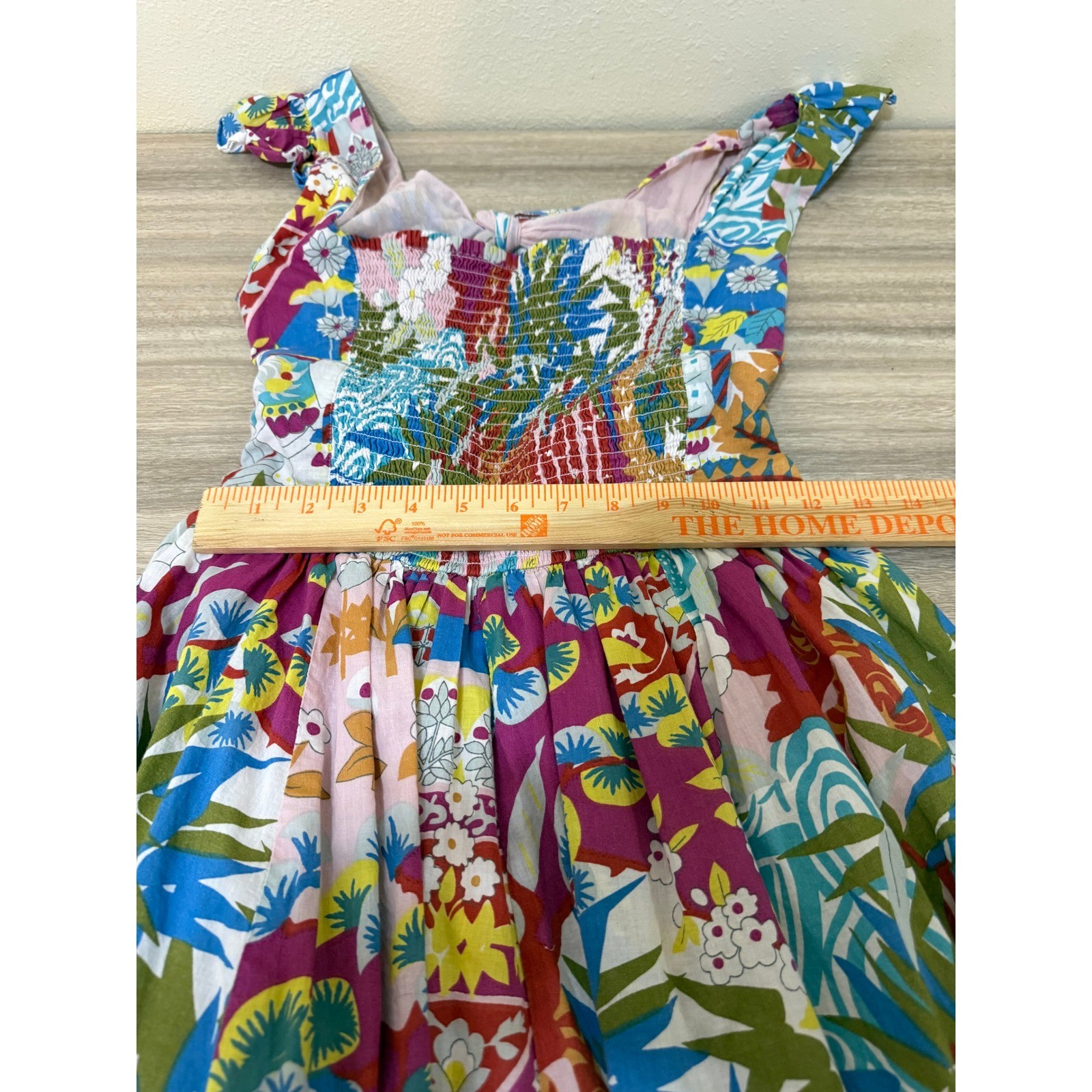 Caroline Constas Women Midi Dress M Multicolor Tropical Cotton Smock Boho Resort