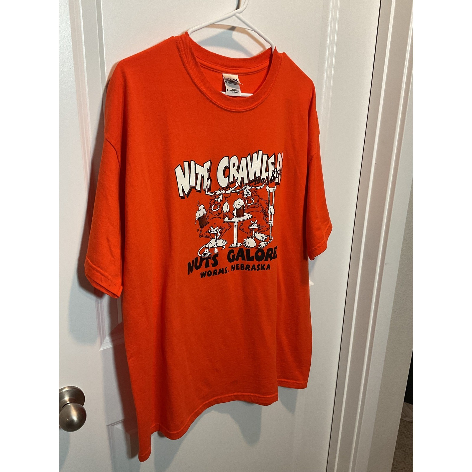 Gildan DryBlend Orange Nite Crawlers Worms Nebraska Graphic T Shirt Mens XL