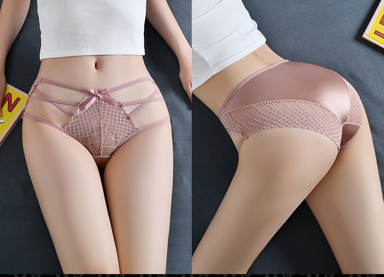 Women Low waist Briefs Squares Stripe Lace Seamless Plus size Underpants 91981