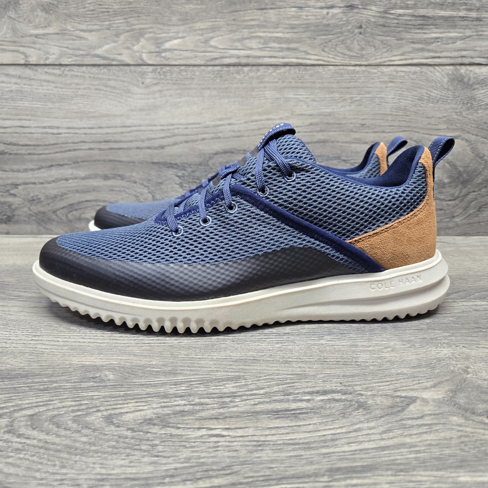 Cole Haan Grand+ Hybrid Sneakers Navy Blue Woven Leather Comfort Shoes Mens Size