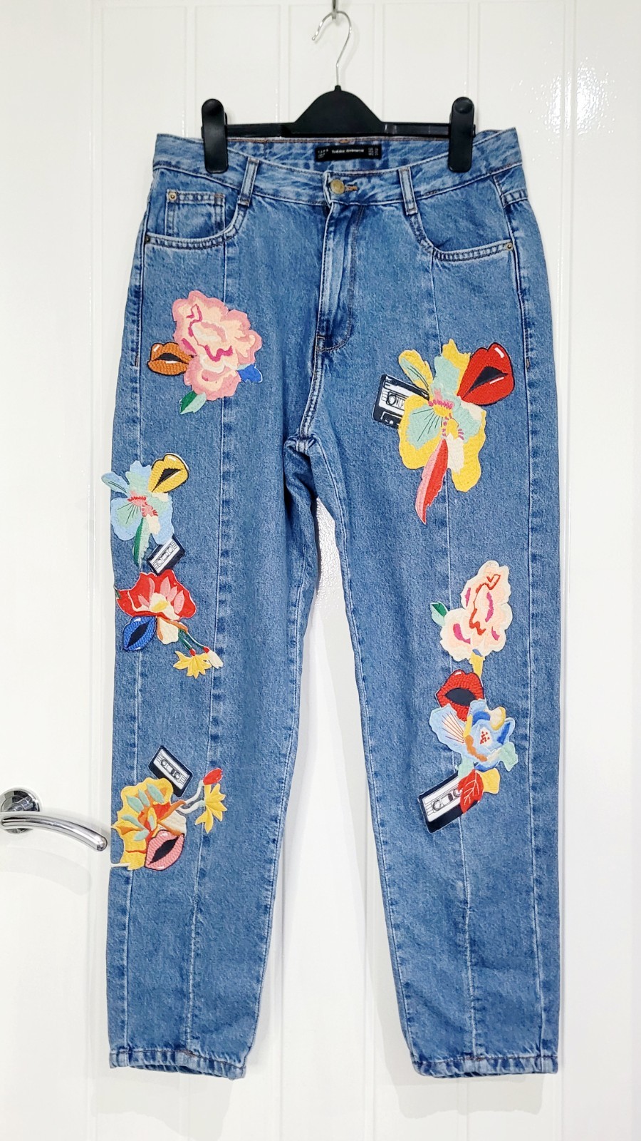 Zara Ladies jeans size 10 / euro 38 bright unusual unique design festival VGC