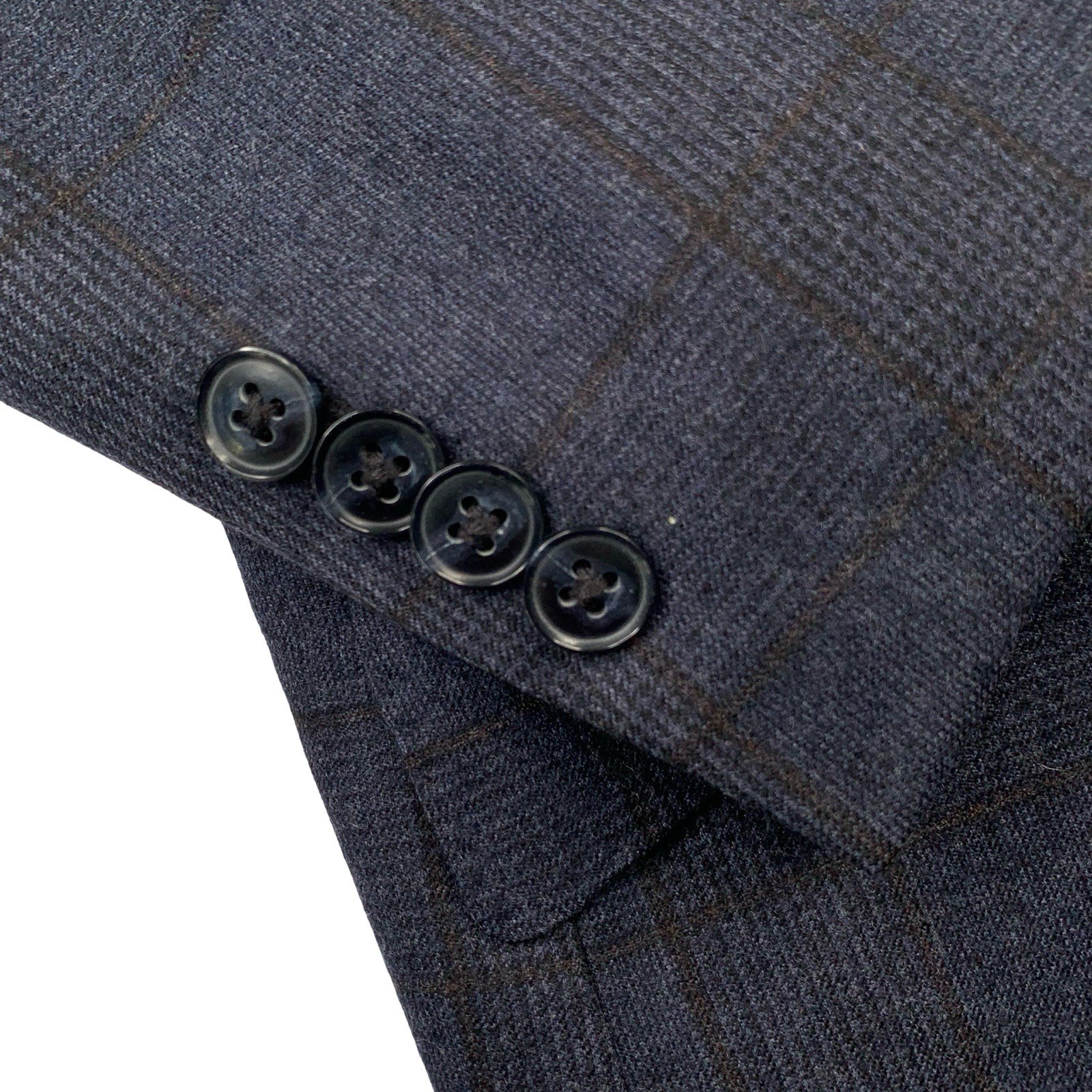 Mens 44 R Joseph Abboud ” Black Label ” Navy Windowpane Flannel Weight Made USA