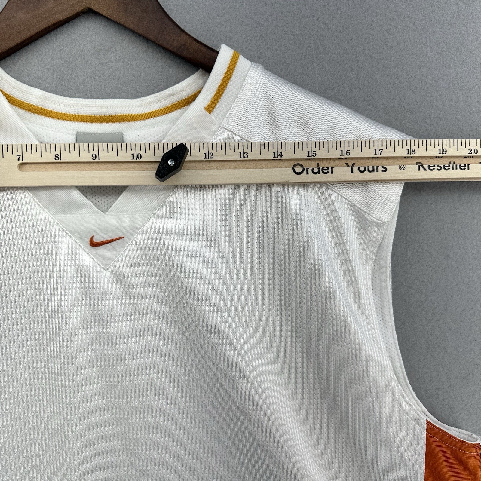 2003 Nike Jersey Rare Limited Edition White Orange Double Layer Mid Swoosh VTG