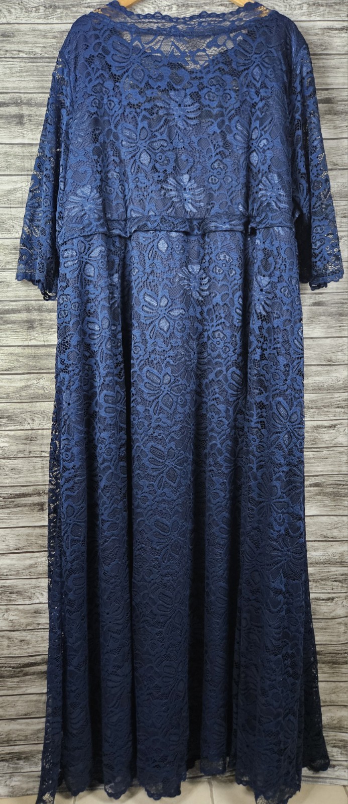 New! Kiyonna Size 5X Blue Elegant Lace Maxi Dress Mother Of The Bride Wedding