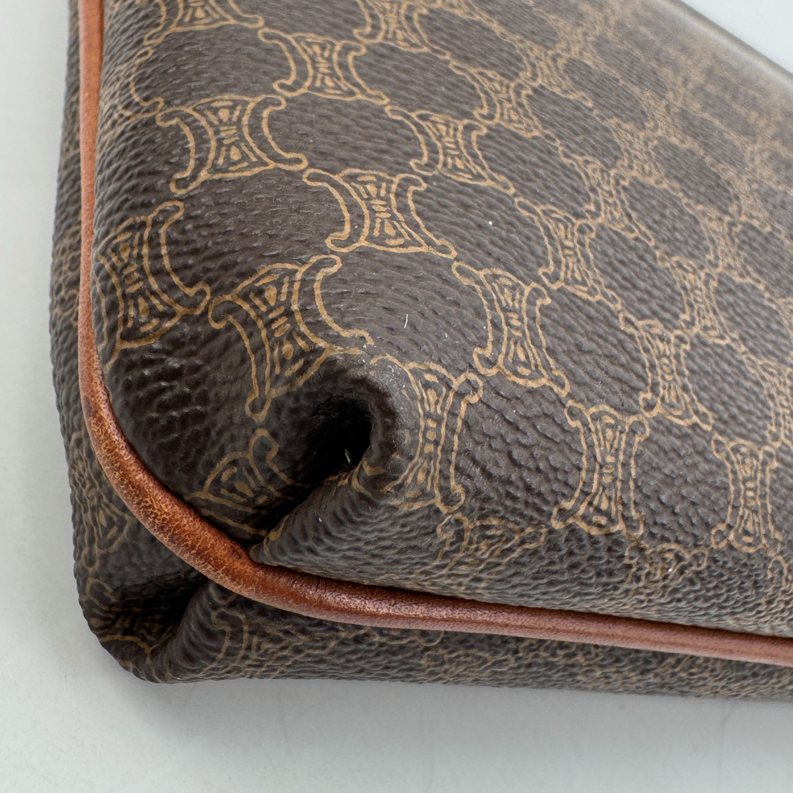 Vintage CELINE Macadam Flap clutch Bag Purse Pouch Brown