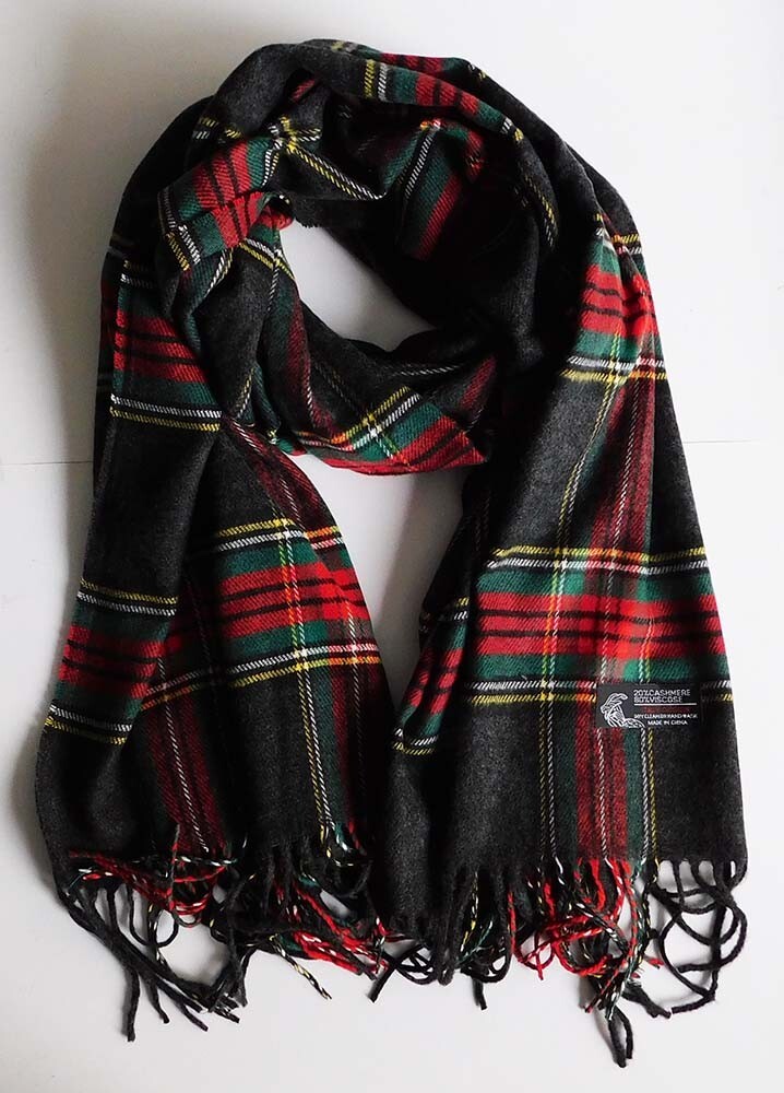 New Men’s Winter Italy Design Check Plaid Super Soft Scarf/ Black/Green/Red