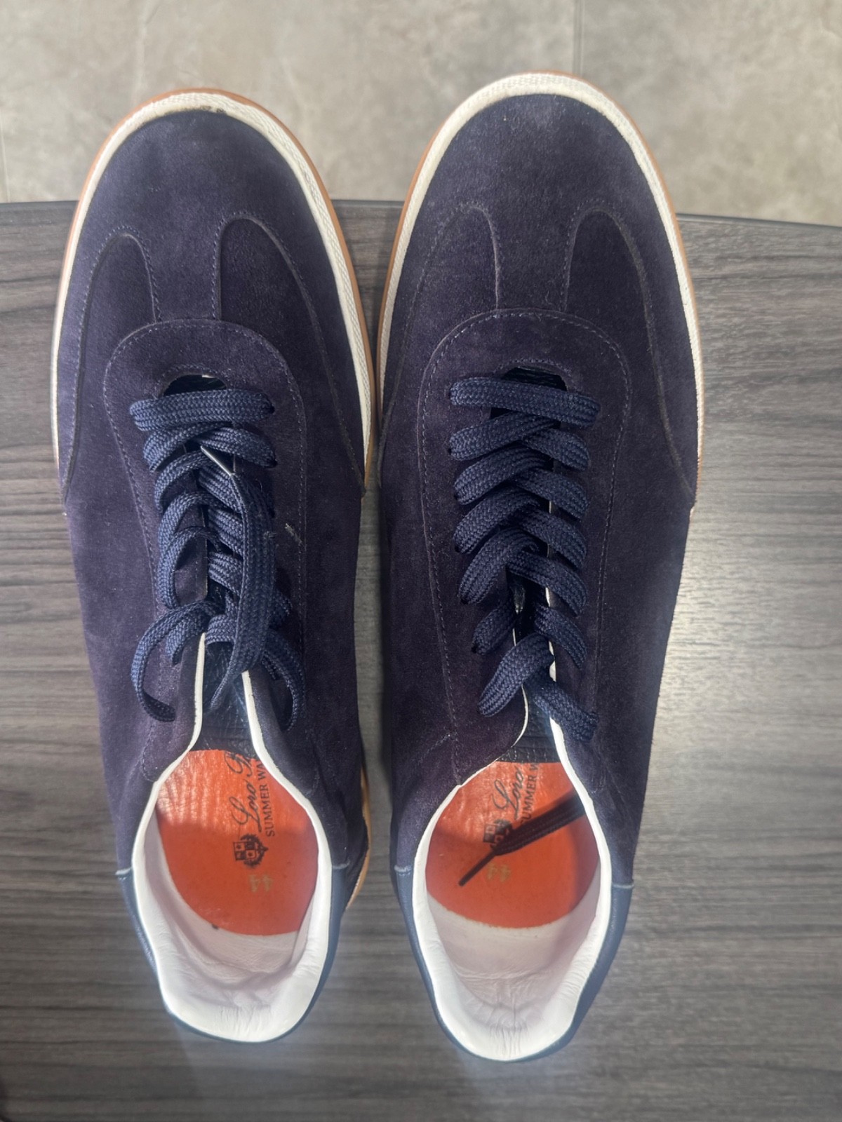Loro Piana Navy Blue Trainers suede Men size 12US/45EU