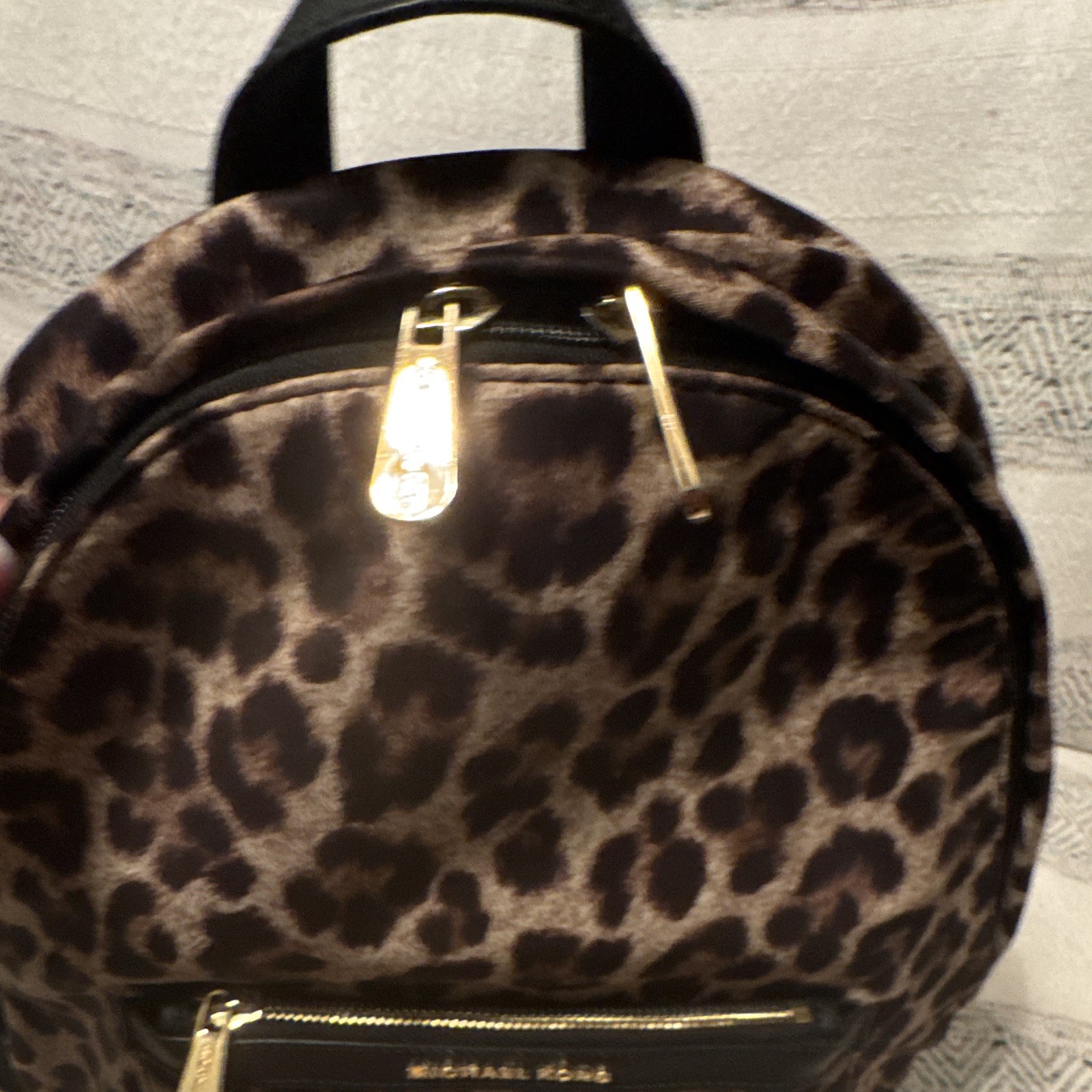MICHAEL Michael Kors Leopard Print Backpack Brown/Black Gold Hardware