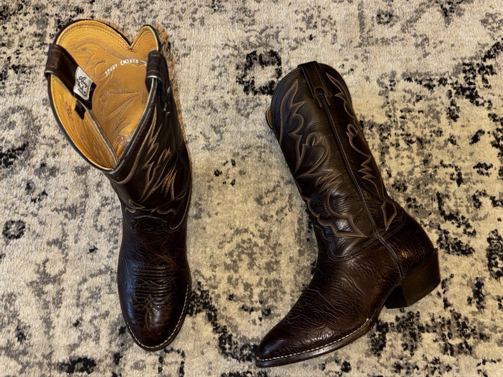 Larry Mahan Nocona Texas Brown Bullhide Leather Mens Size 10 XE Cowboy Boots