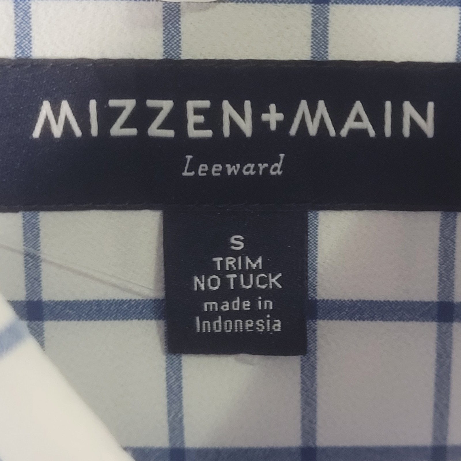NWOT Mizzen Main Leeward Performance Shirt Men S White Plaid Trim Fit No Tuck
