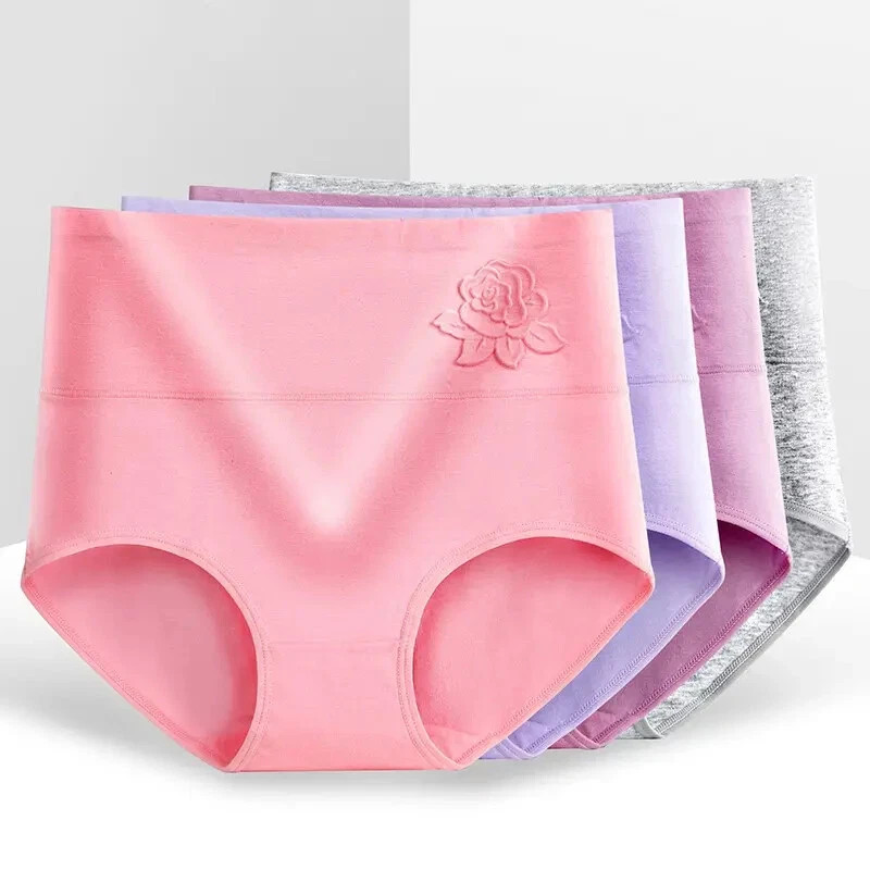 3 Pack Women High Waist Cotton Tummy Control Panties Ladies Leak Proof Underwear