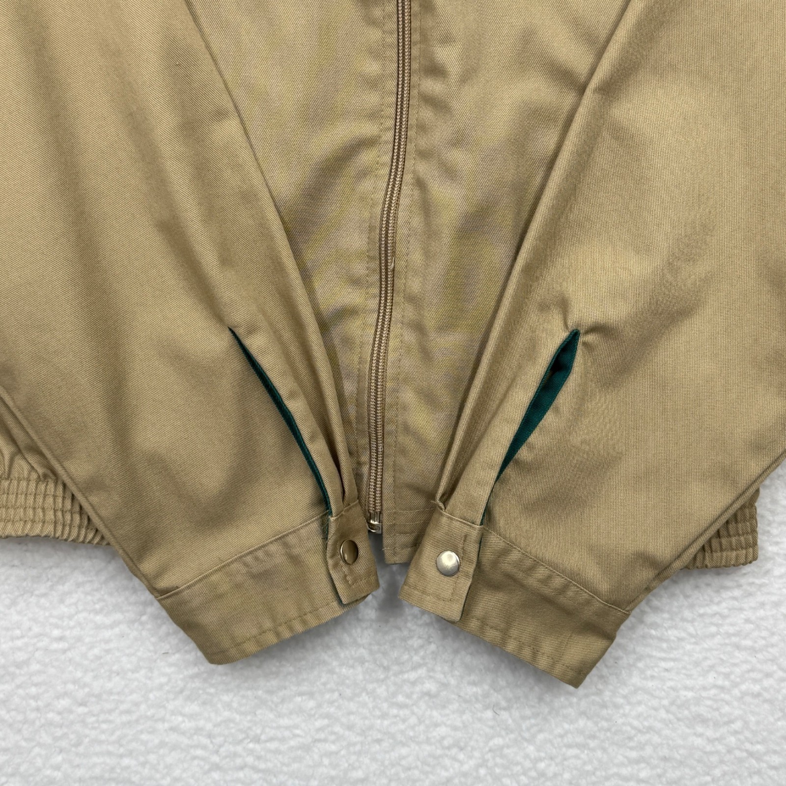 VTG Wrangler Canvas Jacket Zip Up Jacket Logo Normcore Retro Preppy Tan Womens M