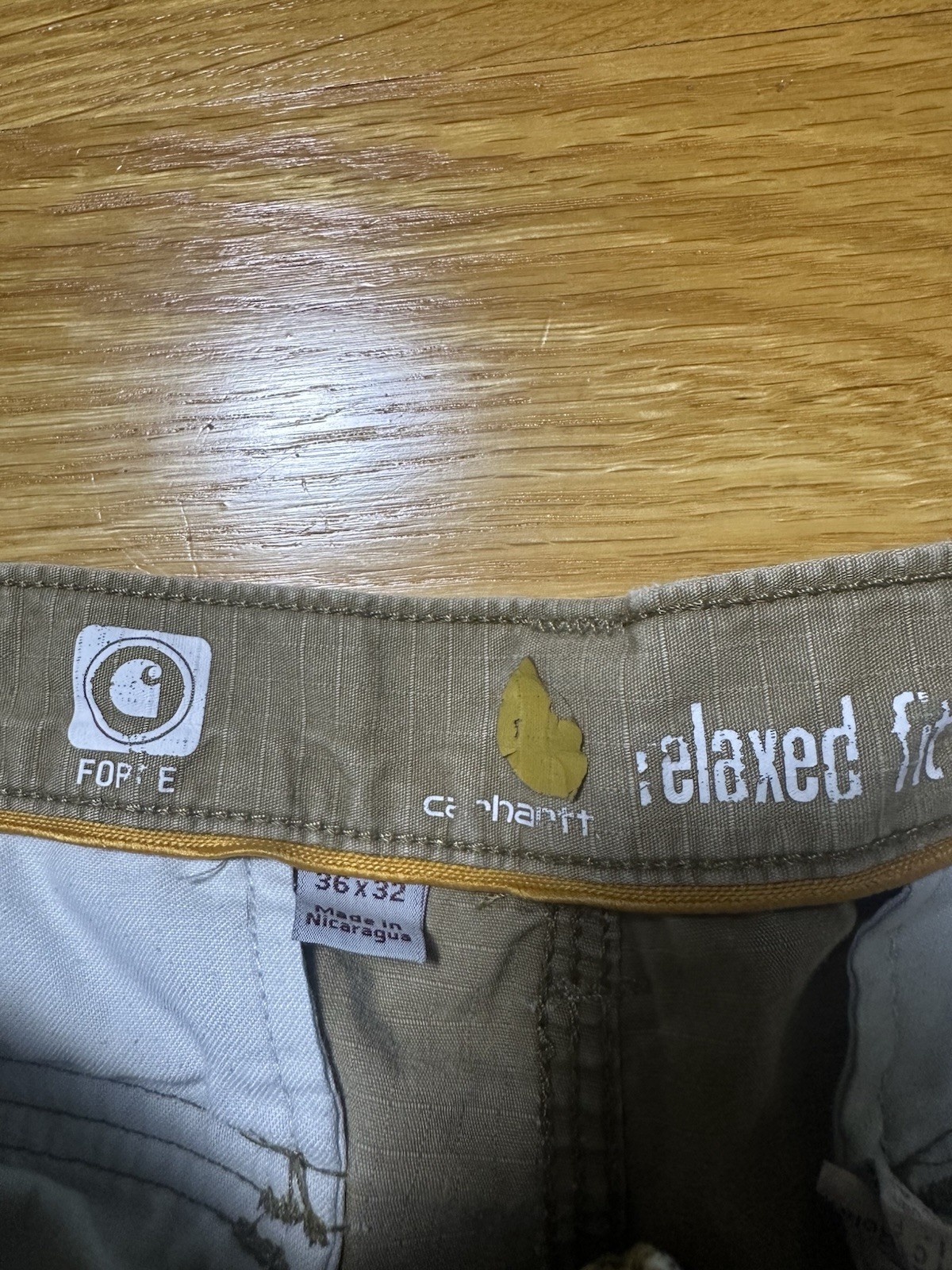 Carhartt Force Men’s Relaxed Fit Straight Leg Beige Ripstop Cargo Pants 36