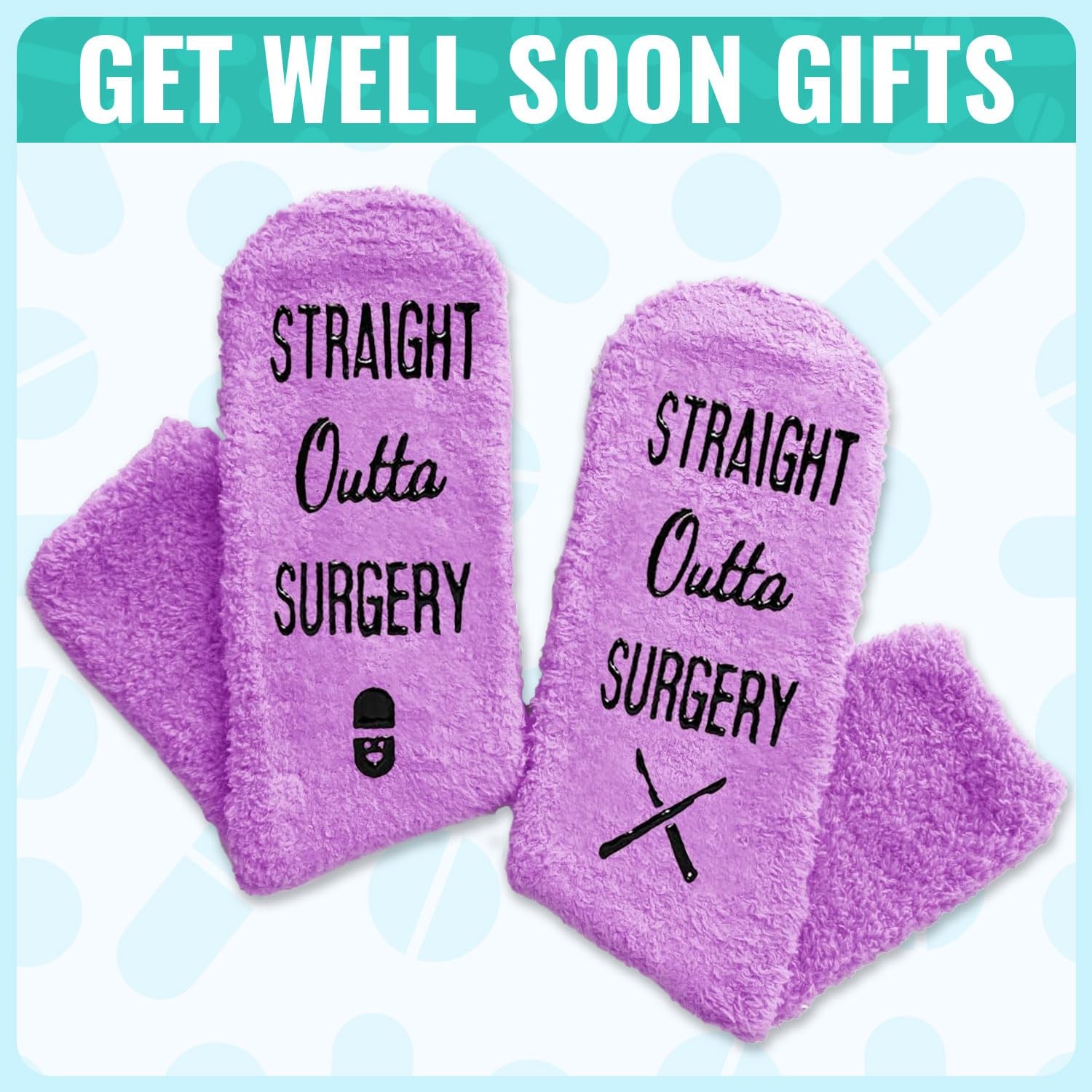HAPPYPOP Surgery Recovery Socks – Medium, Straight Outta Purple