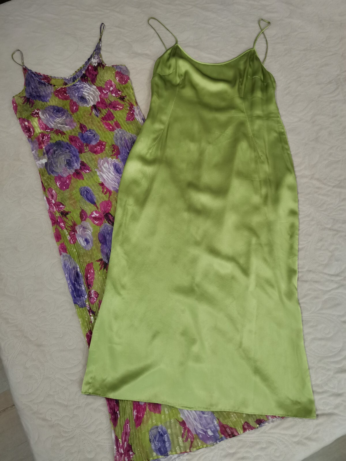 🆓US🛃 vtg 2000 Dolce&Gabbana floral printed Corrugated pleated Silk Dress IT 44