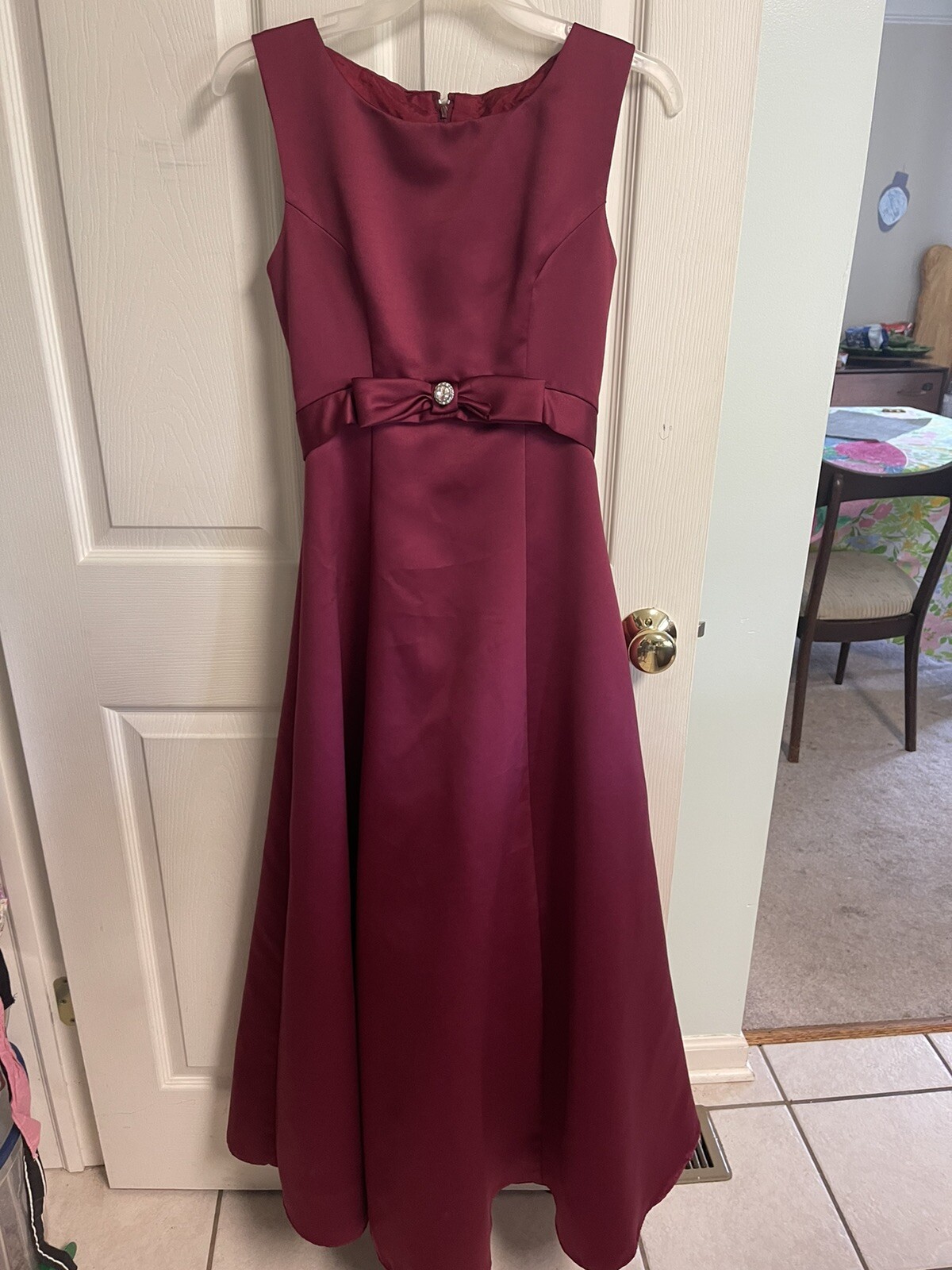ONON Regency Cocktail Dress Formal 80s 90s Small Sz 3 Red Silky 36w Maxi