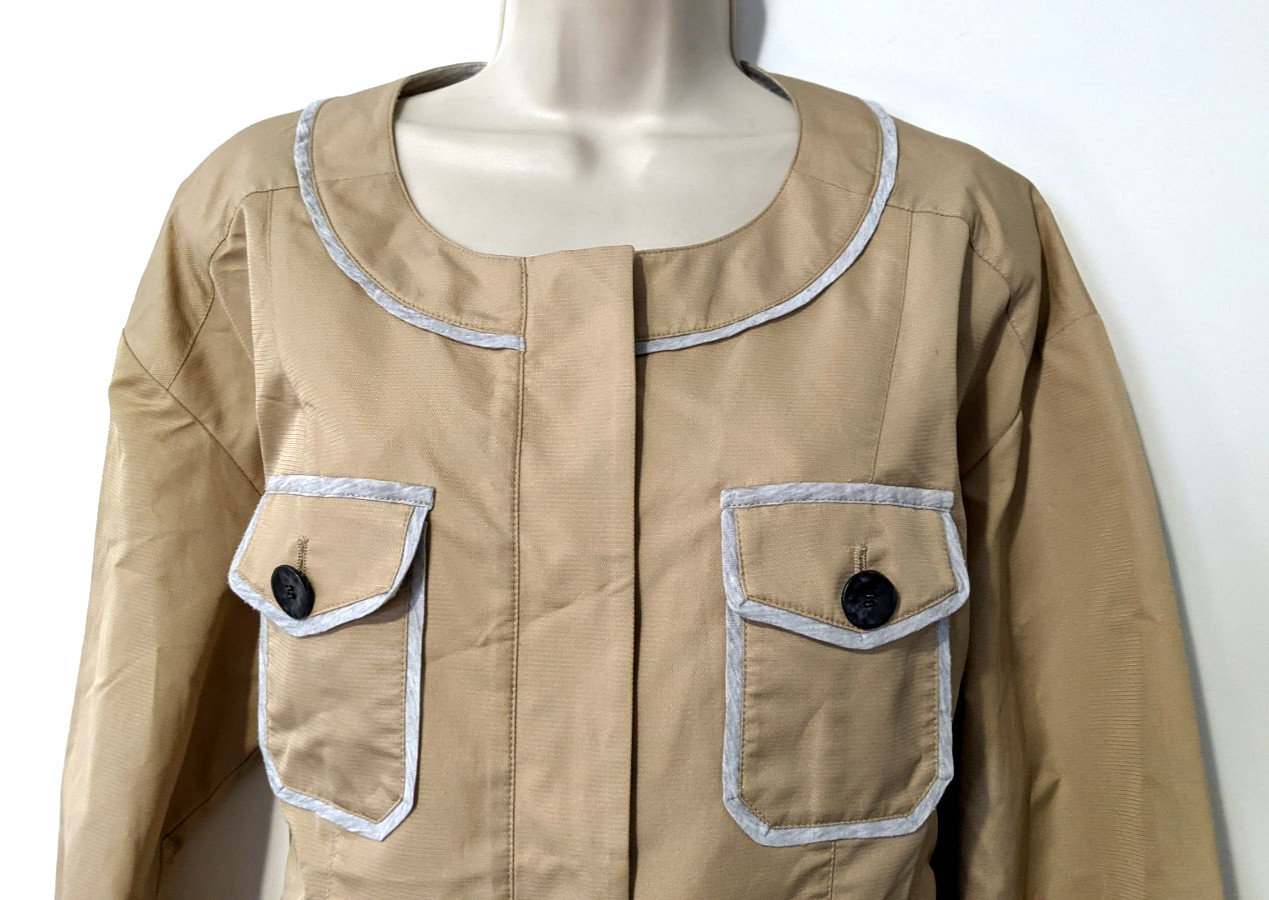 ST. JOHN Women’s L/S Snap Front Windbreaker Jacket Sz L Yellow Tag Polyester EUC