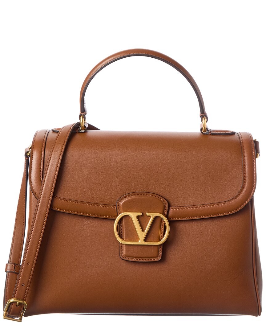 Valentino Vlogo Signature Leather Satchel Women’s Brown