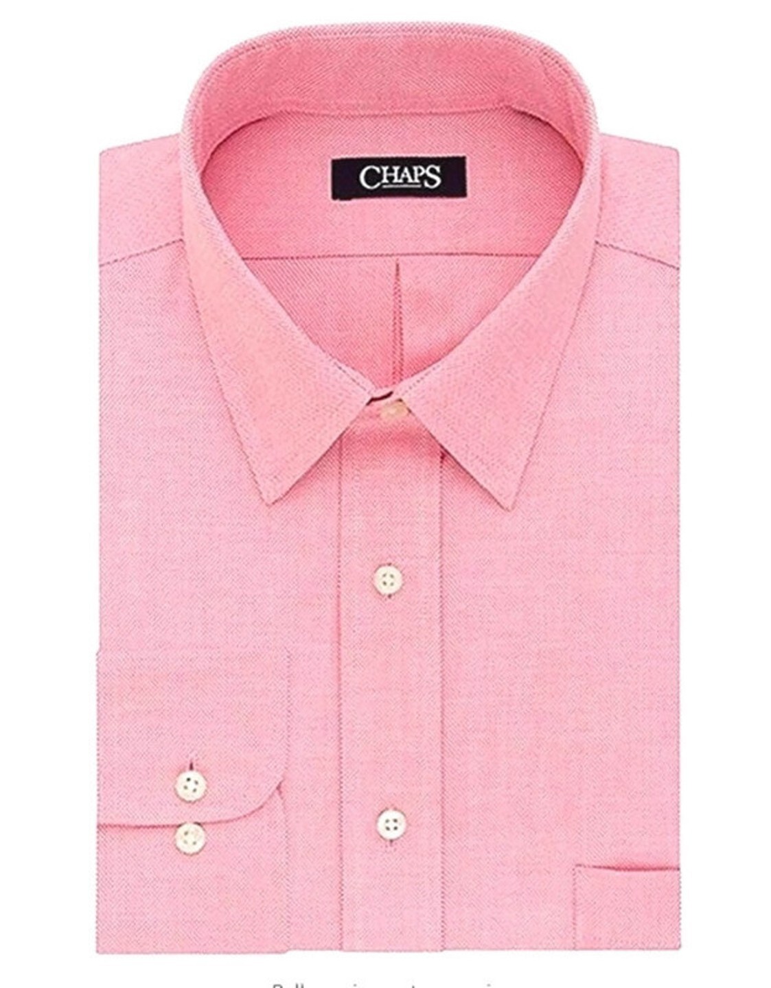 Chaps Mens Classic-Fit Dress Shirt Stretch Collar Wrinkle-Free Long Sleeves Pink