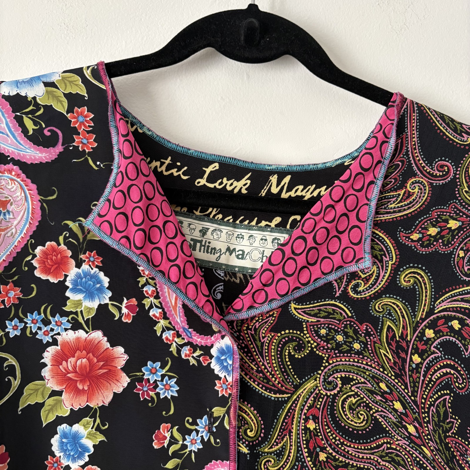 Nothing Matches Mixed Print Button Front Top Size 0 XS Patchwork Artsy Boho USA