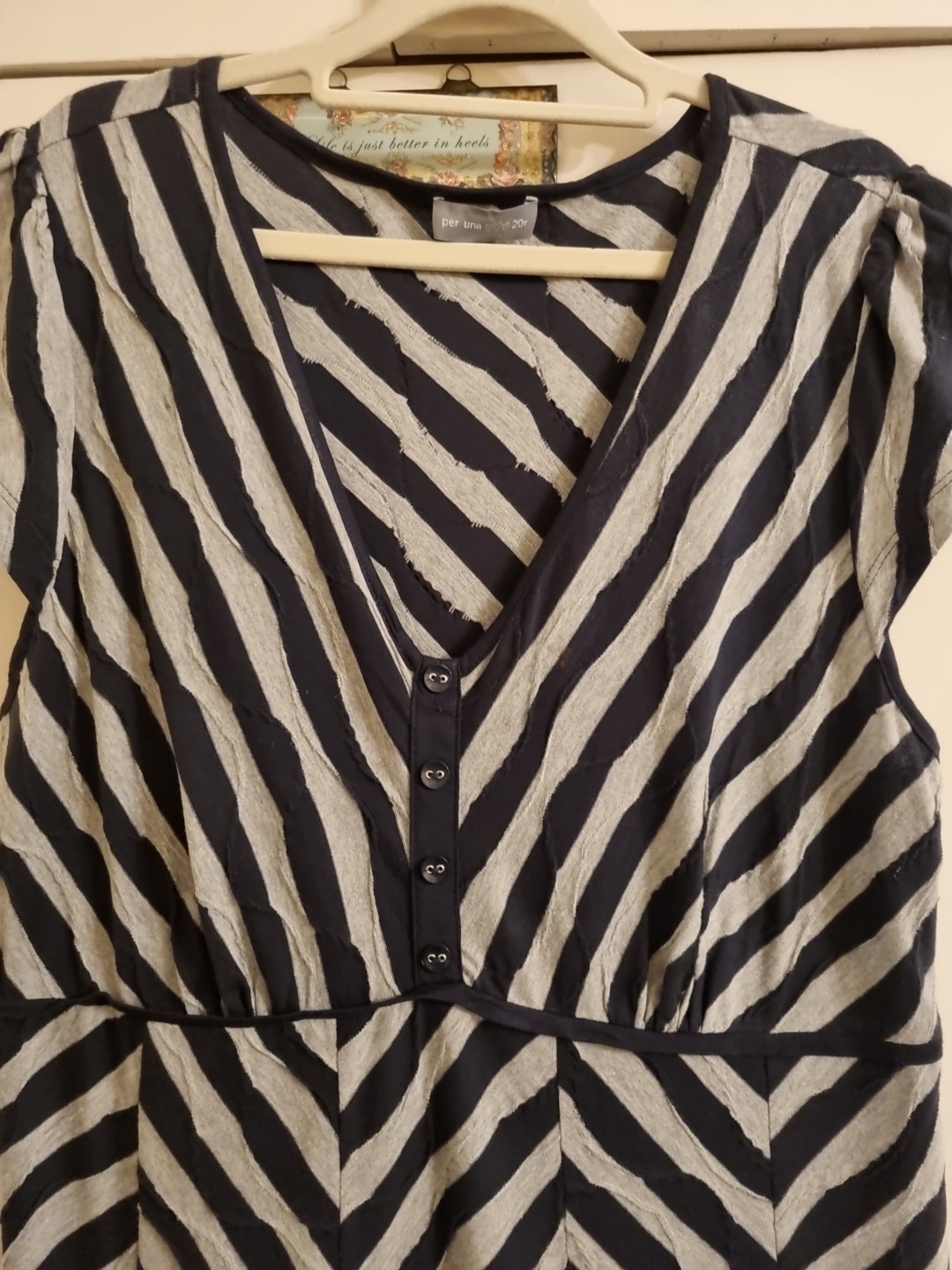 Per Una Black And Grey Striped Dress, Size 20r