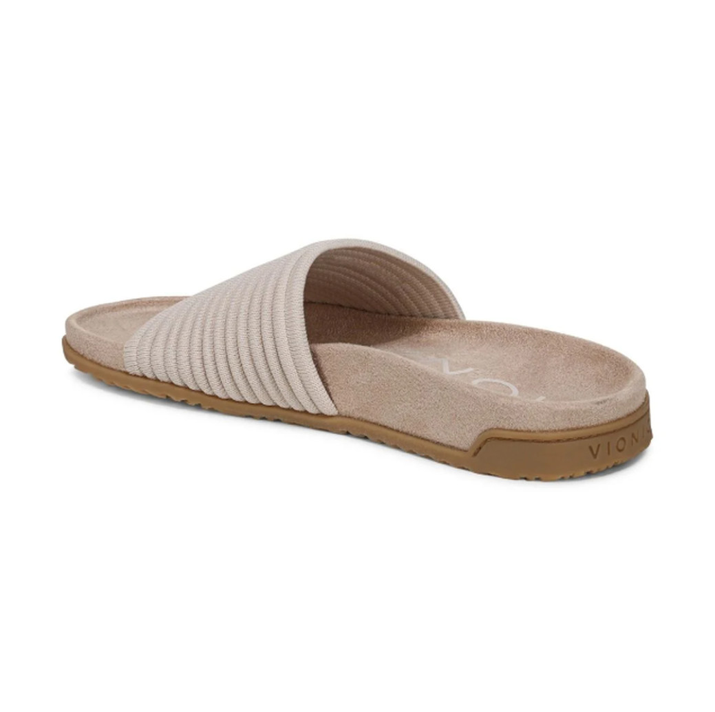 Vionic Evie Knit Slide Sandals Women’s Cream Orthotic Comfort Slip On