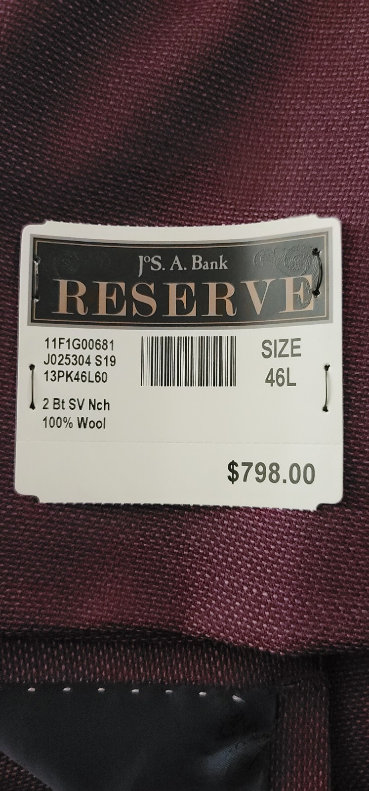 NWT $798 Vitale Barberis Canonico JAB Red 2 Button Wool Sport Coat Size 46 Long