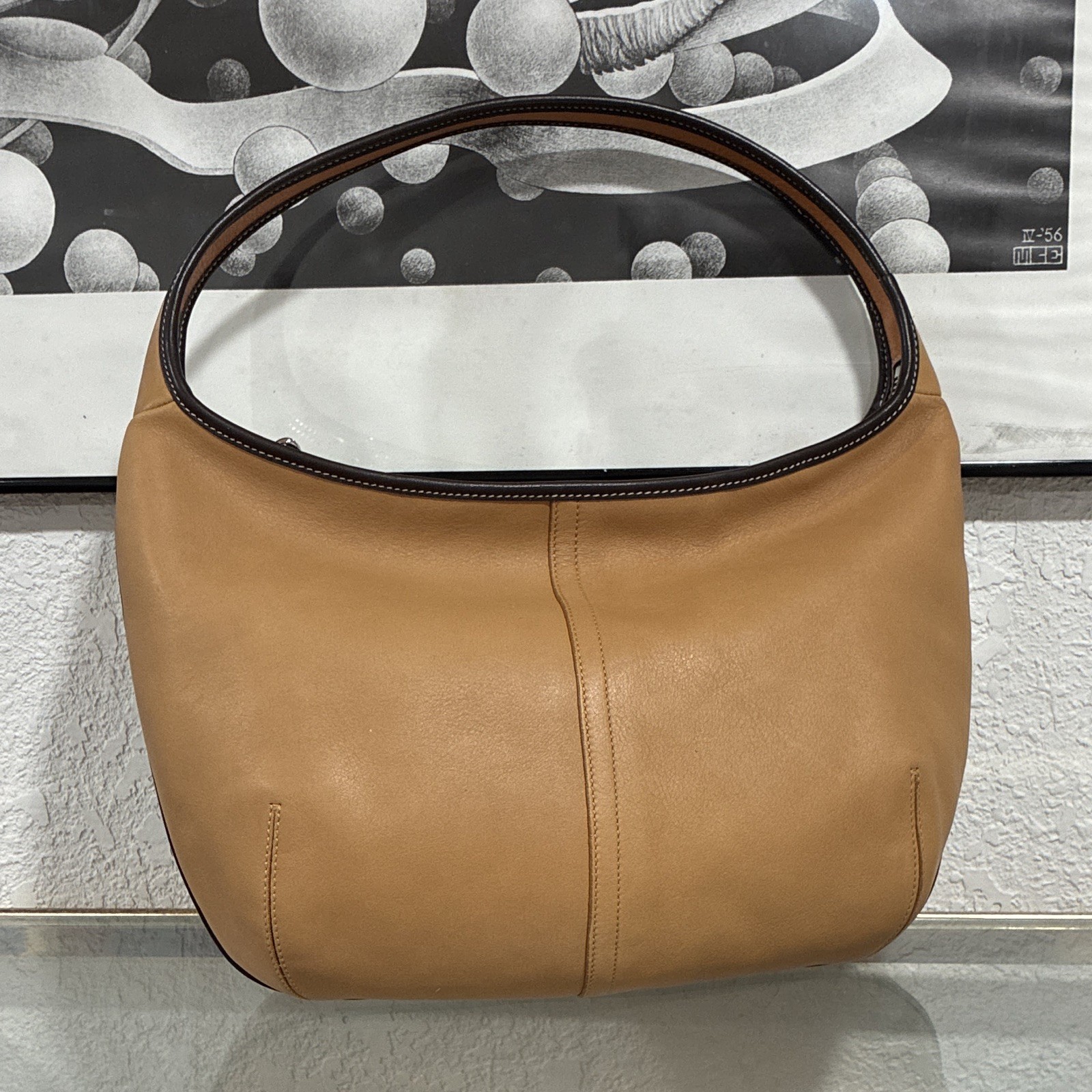 Vintage Coach 9293 Ergo One Shoulder Bag Women Tan Calf Skin Leather