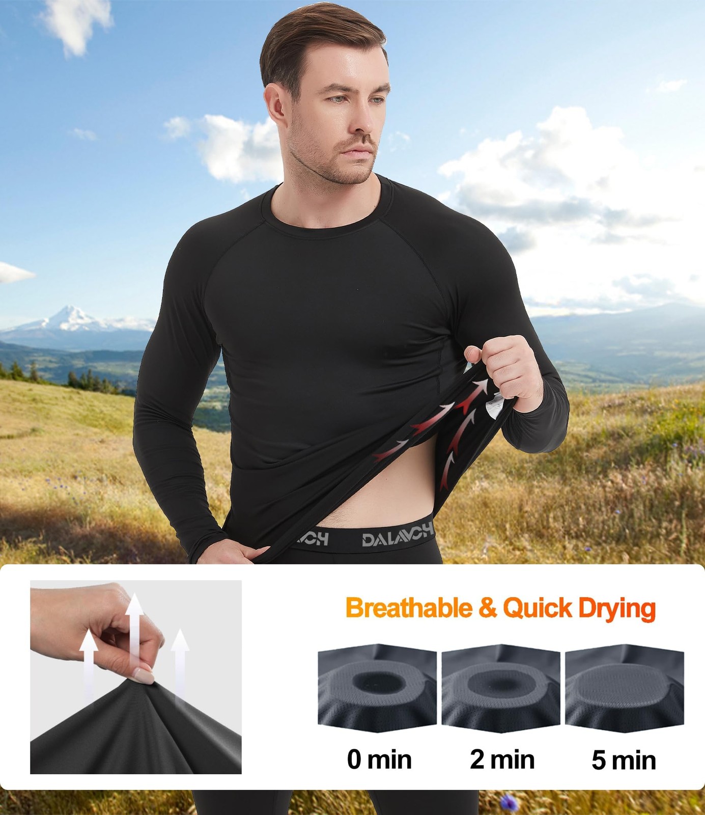 5 Pack Men’s Compression Shirts Long Sleeve Athletic Workout Sports Undershir…