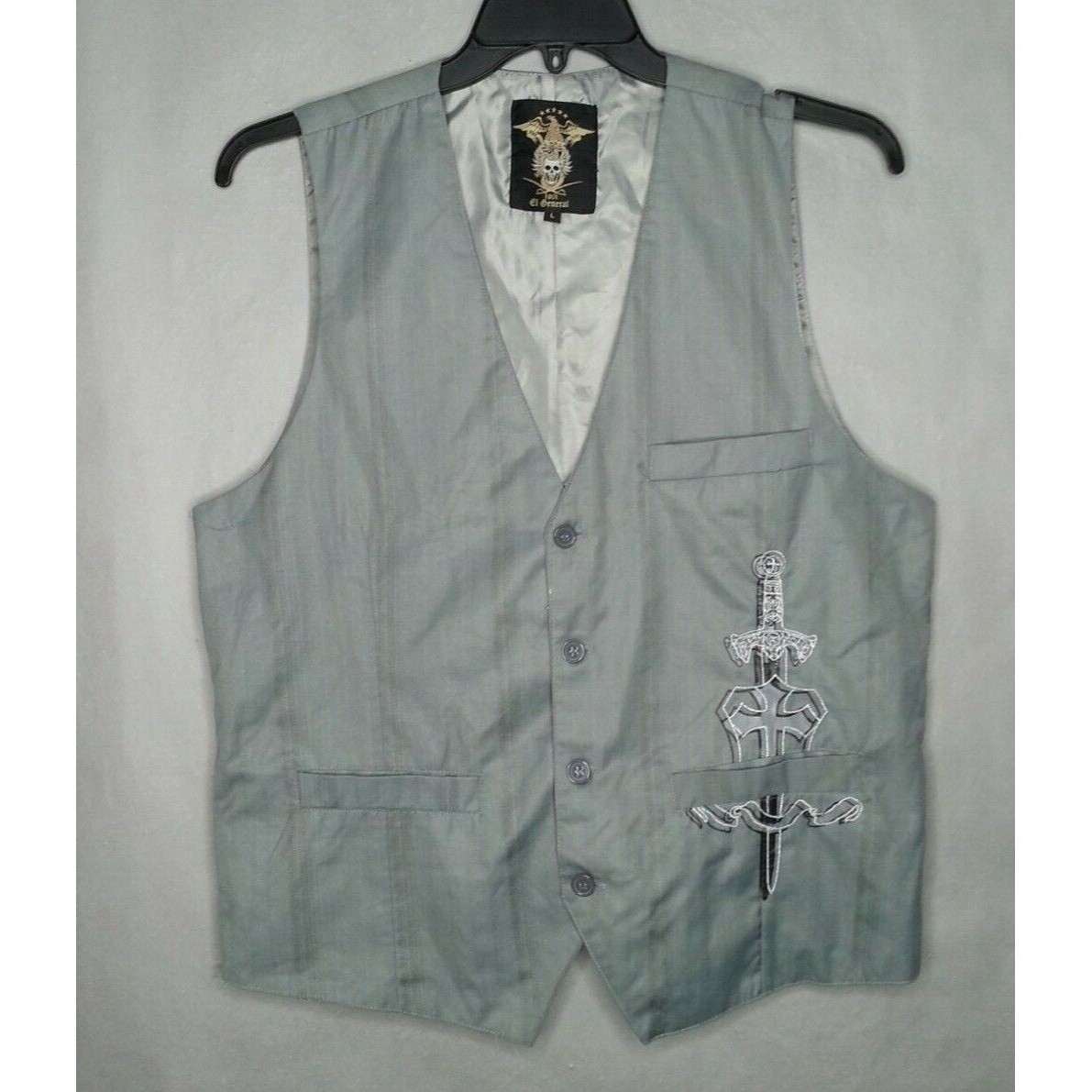 1901 El General Sword Wings Vest Grey Size Large Motorcycle Biker