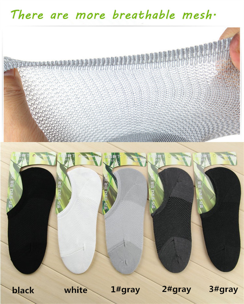 5/10Pack Bamboo No Show Nonslip Men Ankle Sport Mesh Solid Work Socks 7-11 10-13