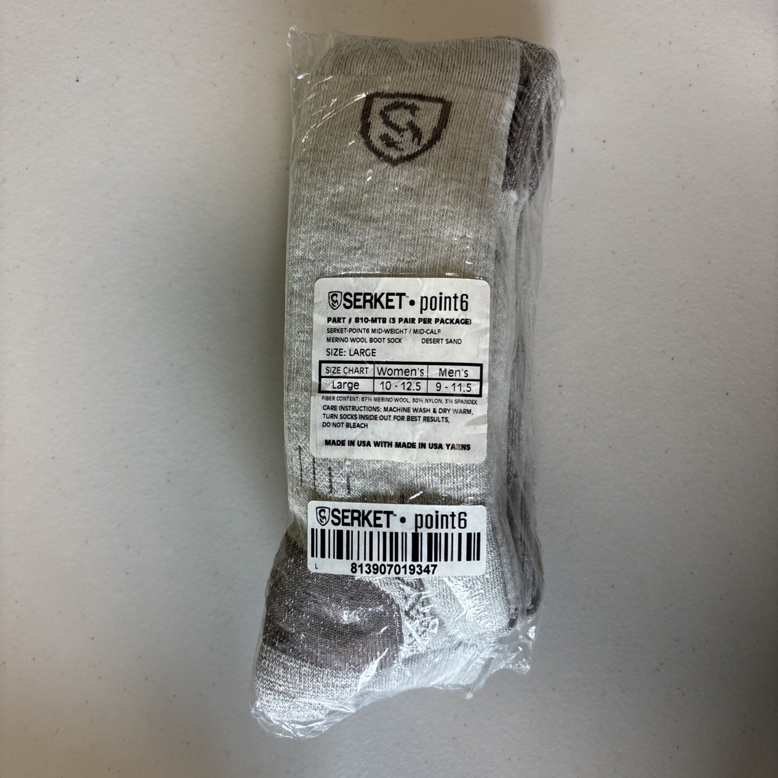 Serket Point6 Merino Wool Sock 3 Pack Large Men’s 9-11.5 Women’s 10-12.5 US ARMY