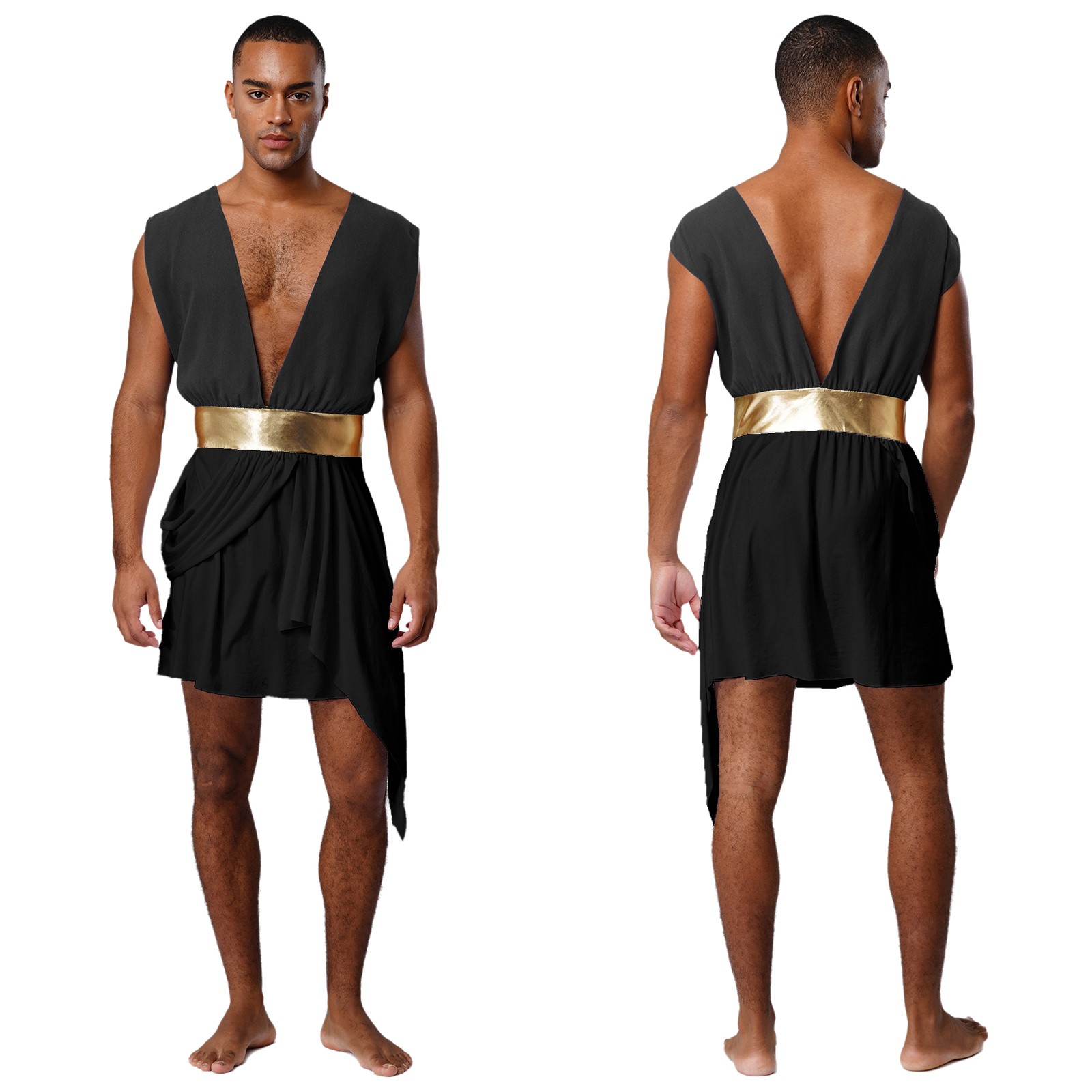 US Mens Ancient Greek Sleeveless Fancy Dress Tunic Robe Masquerade Toga Party