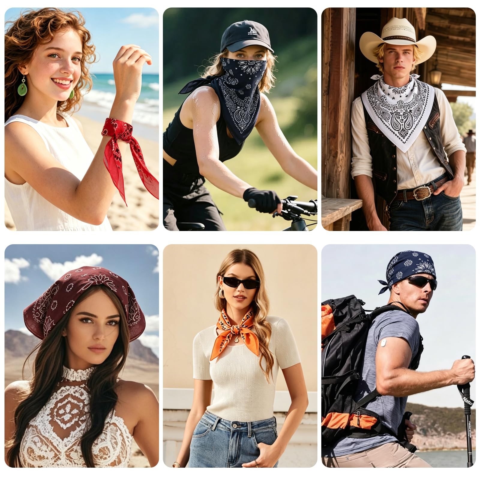 100% Soft Cotton Bandanas for Men and Women, 8 Pack Paisley Classic Colors