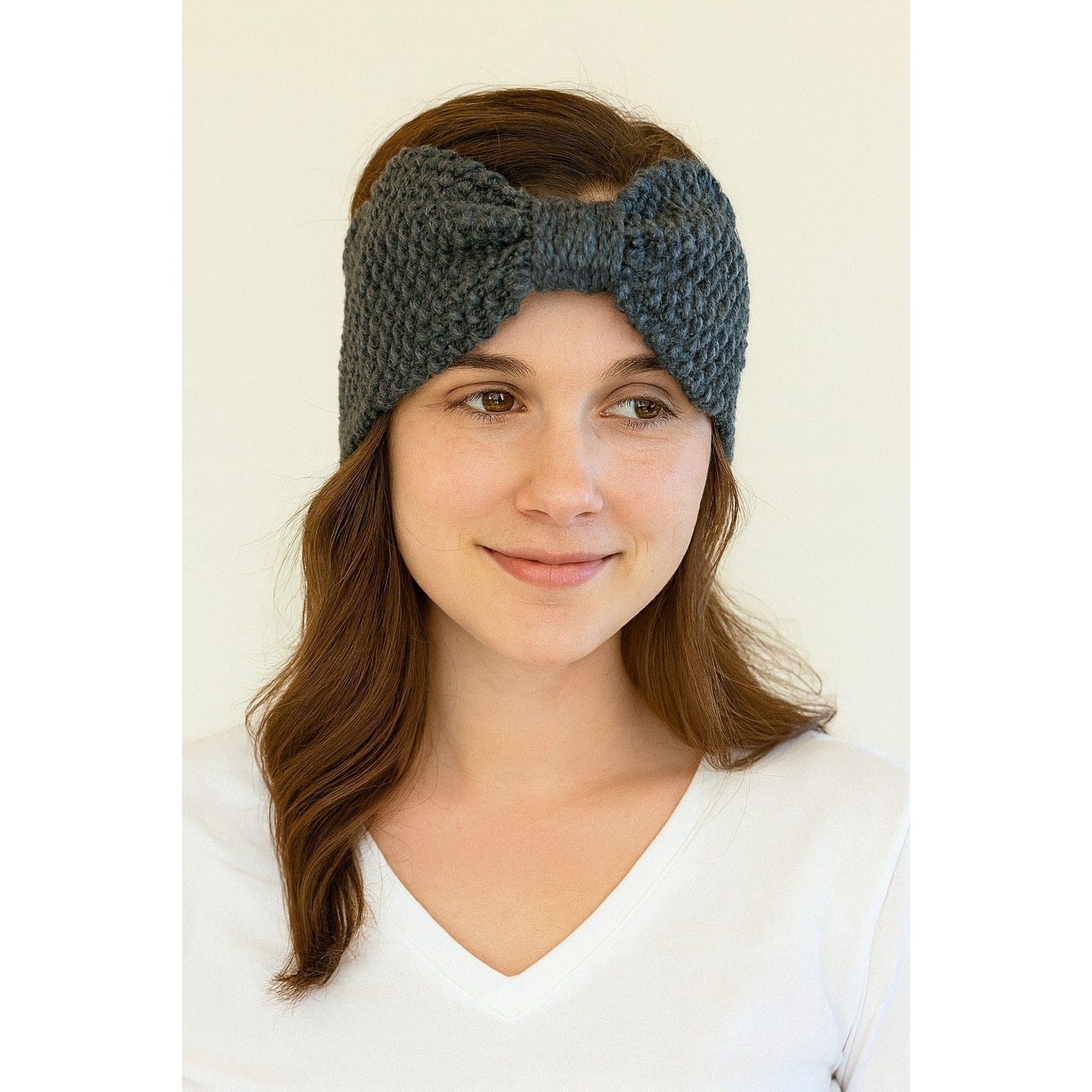 Bow Crochet Knit Headbands 4-Pack | Brown Black White Gray | 8″x4″ New
