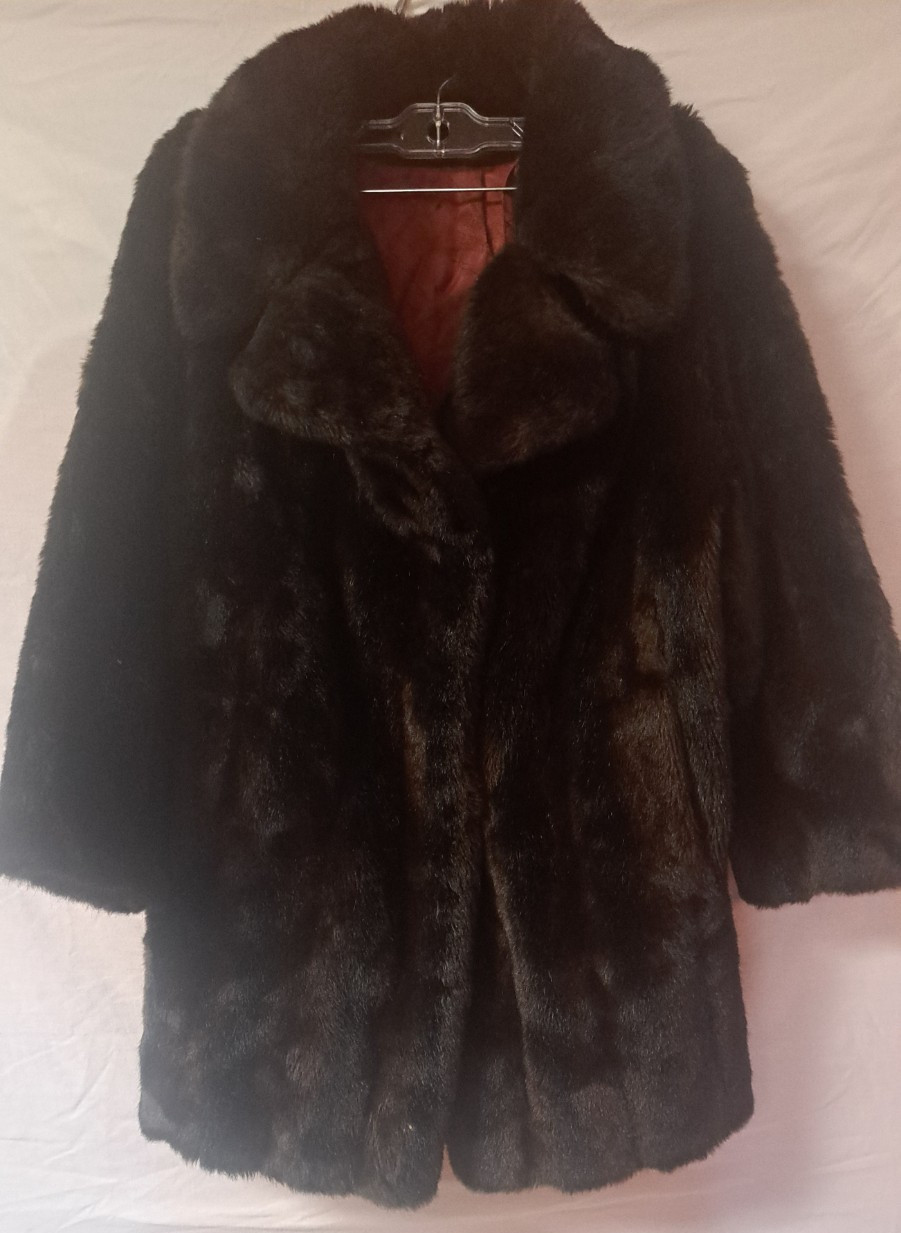 Vintage Tissavel Faux Mink Fir Coat M/L France Classic Elegance