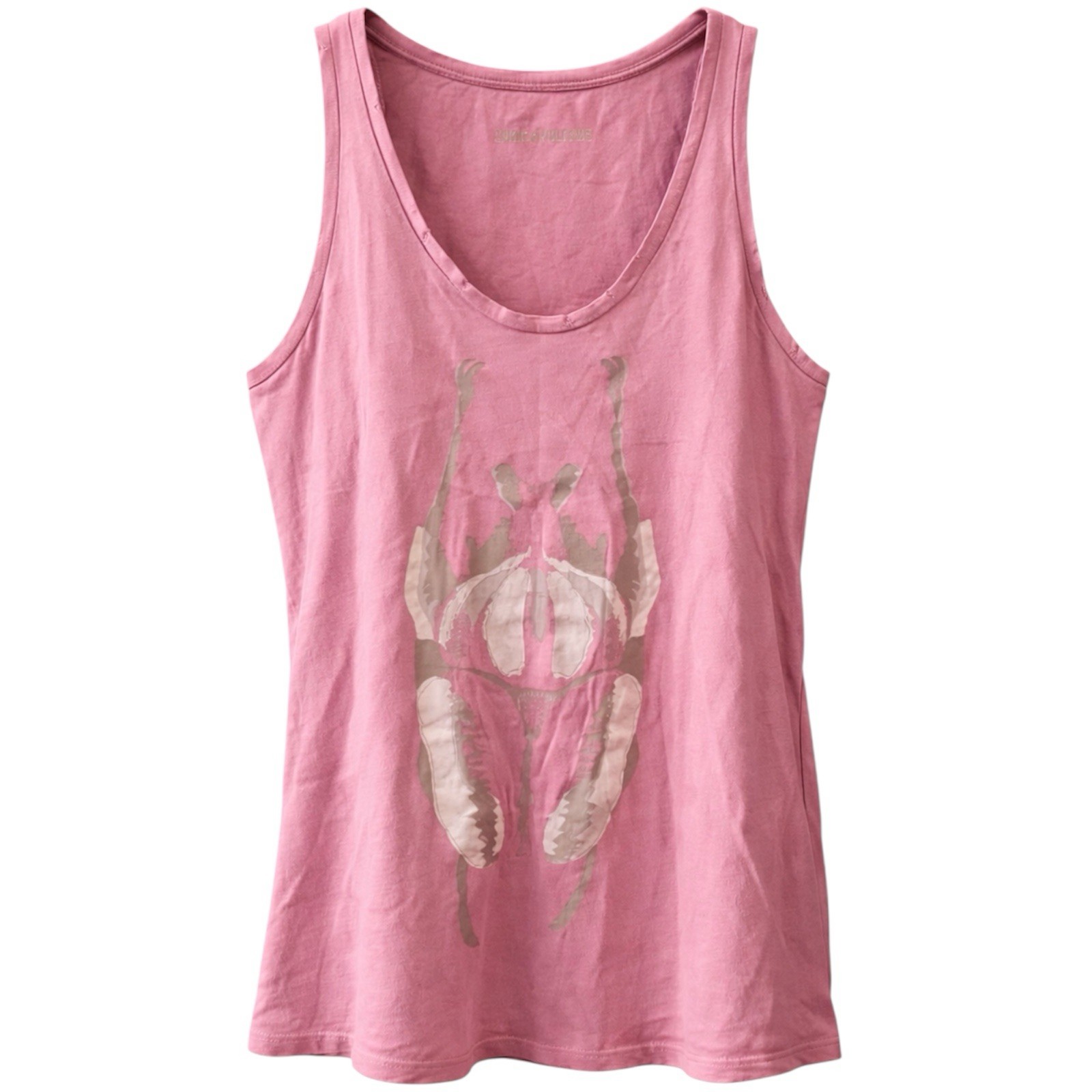 ZADIG&VOLTAIRE SCARAB LOGO PINK WOMEN COTTON TANK TOP TAILLE SIZE XS