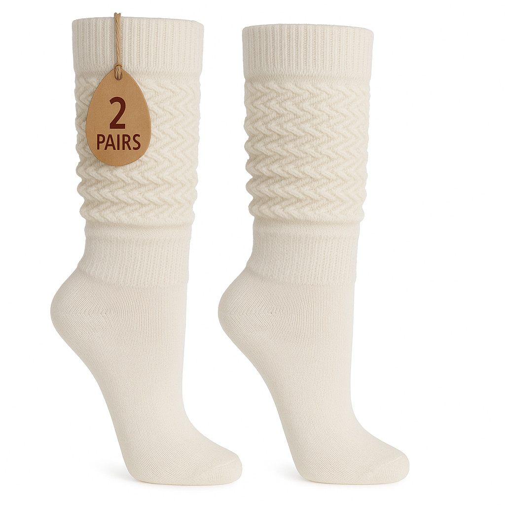 Slouch Socks Women and Men Extra Tall Heavy Socks 2 PAIRS Size 9-11